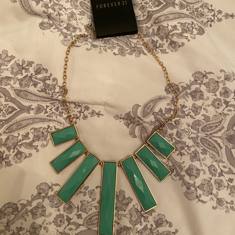 Teal Forever 21 statement necklace